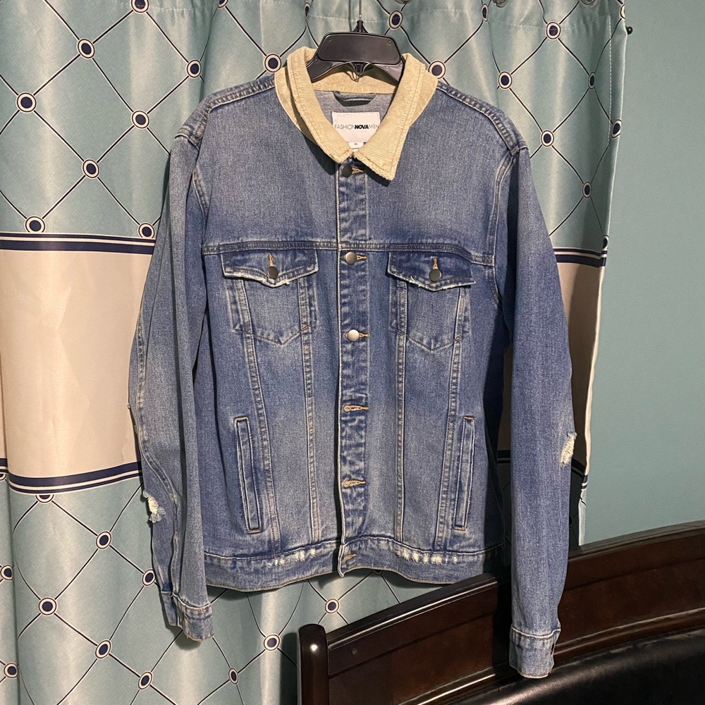 COPY - COPY - Denim jacket with corduroy collar